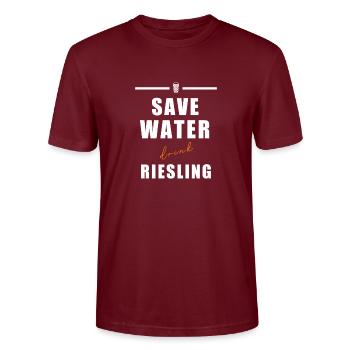 Pfälzer Winzer Schorle Riesling Weinstraße Pfalz - Stanley/Stella Unisex Bio-T-Shirt CRAFTER - Burgunderrot - Vorne - Alina (178cm) & Michal (187cm)