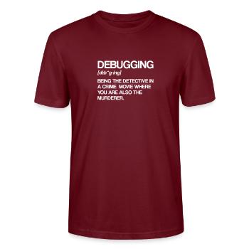 Debugging Definition | Programmierer, Informatiker - Stanley/Stella Unisex Bio-T-Shirt CRAFTER - Burgunderrot - Vorne - Alina (178cm) & Michal (187cm)