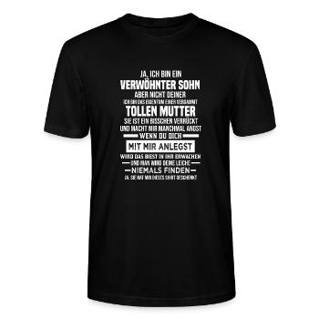 Ich bin ein verwöhnter Sohn einer tollen Mutter - Stanley/Stella Unisex Bio-T-Shirt CRAFTER - Schwarz - Vorne - Alina (178cm) & Michal (187cm)