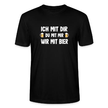 Partner Bier Spruch Alkohol Party Geschenk - Stanley/Stella Unisex Bio-T-Shirt CRAFTER - Schwarz - Vorne - Alina (178cm) & Michal (187cm)