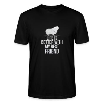 cochon de Guinée - T-shirt bio CRAFTER Stanley Stella Unisexe - noir - Devant - Alina (178cm) & Michal (187cm)