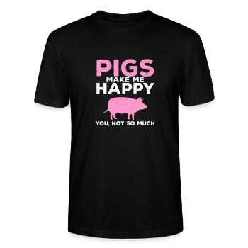 porc - T-shirt bio CRAFTER Stanley Stella Unisexe - noir - Devant - Alina (178cm) & Michal (187cm)