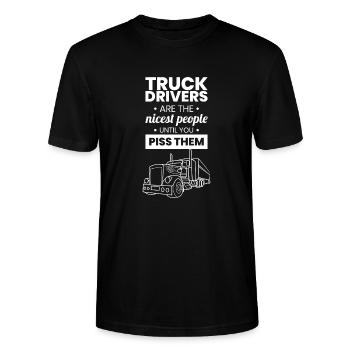 trucker - Stanley/Stella CRAFTER Unisex Organic T-Shirt - black - Front - Alina (178cm) & Michal (187cm)