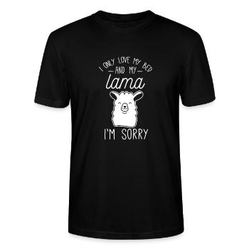 lama tired / sleeping / lazy - Stanley/Stella CRAFTER Unisex Organic T-Shirt - black - Front - Alina (178cm) & Michal (187cm)