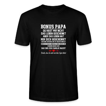 Vatertagsgeschenk Papa Bonus Vater Tochter Sohn - Stanley/Stella Unisex Bio-T-Shirt CRAFTER - Schwarz - Vorne - Alina (178cm) & Michal (187cm)