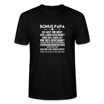 Vatertagsgeschenk Papa Bonus Vater Tochter Sohn - Stanley/Stella Unisex Bio-T-Shirt CRAFTER - Schwarz - Vorne - Alina (178cm) & Michal (187cm)