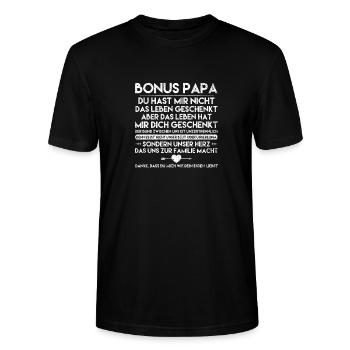 Vatertagsgeschenk Papa Bonus Vater Tochter Sohn - Stanley/Stella Unisex Bio-T-Shirt CRAFTER - Schwarz - Vorne - Alina (178cm) & Michal (187cm)