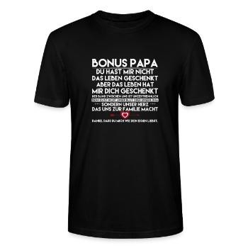 Vatertagsgeschenk Papa Bonus Vater Tochter Sohn - Stanley/Stella Unisex Bio-T-Shirt CRAFTER - Schwarz - Vorne - Alina (178cm) & Michal (187cm)