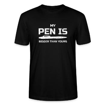 Witziger Sex Witz Spruch Wortwitz Humor Mann Herr - Stanley/Stella Unisex Bio-T-Shirt CRAFTER - Schwarz - Vorne - Alina (178cm) & Michal (187cm)