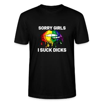 Pride CSD Parade LGBT Love Lips Gay Homo - Stanley/Stella CRAFTER Unisex Organic T-Shirt - black - Front - Alina (178cm) & Michal (187cm)