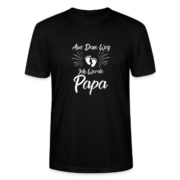 Werdender Papa - Stanley/Stella Unisex Bio-T-Shirt CRAFTER - Schwarz - Vorne - Alina (178cm) & Michal (187cm)
