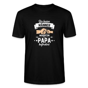 Werdender Papa - Stanley/Stella Unisex Bio-T-Shirt CRAFTER - Schwarz - Vorne - Alina (178cm) & Michal (187cm)