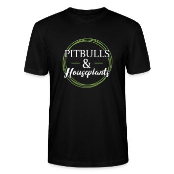 Pitbulls and houseplants - Stanley/Stella CRAFTER Unisex Organic T-Shirt - black - Front - Alina (178cm) & Michal (187cm)