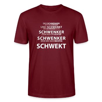Saarland Dialekt Saarländisch Platt Schwenker - Stanley/Stella Unisex Bio-T-Shirt CRAFTER - Burgunderrot - Vorne - Alina (178cm) & Michal (187cm)