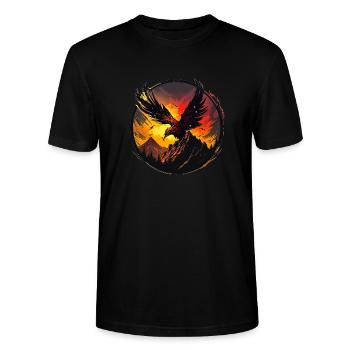 Kraftvoller aufsteigender Phönix, ikonische Linie - Stanley/Stella Unisex Bio-T-Shirt CRAFTER - Schwarz - Vorne - Alina (178cm) & Michal (187cm)
