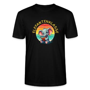 Elefantenklasse: Schulkind T-Shirt zur Einschulung - Stanley/Stella Unisex Bio-T-Shirt CRAFTER - Schwarz - Vorne - Alina (178cm) & Michal (187cm)