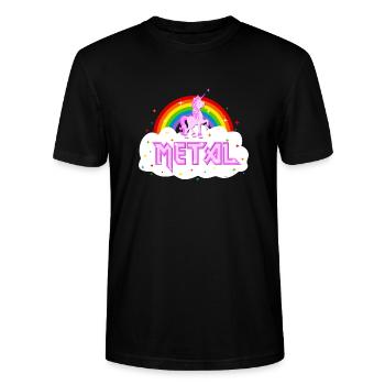 metal musik heavy einhorn regenbogen pink lustig - Stanley/Stella Unisex Bio-T-Shirt CRAFTER - Schwarz - Vorne - Alina (178cm) & Michal (187cm)