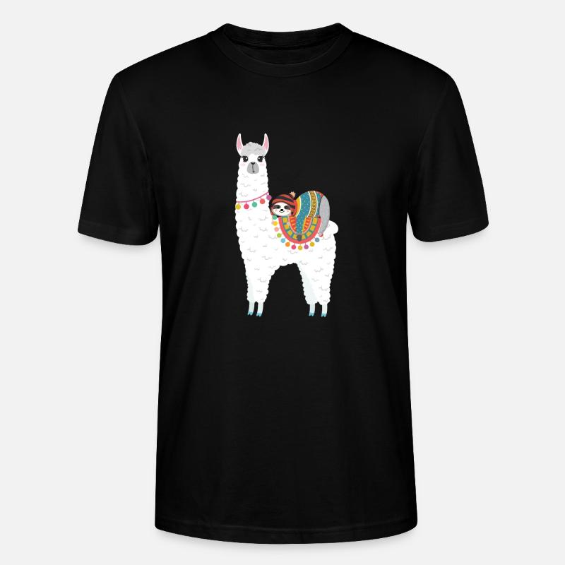 Sloth sleeps on llama - Stanley/Stella CRAFTER Unisex Organic T-Shirt - black