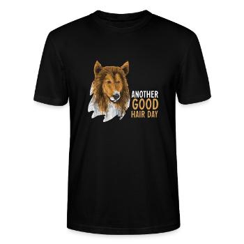 Collie à poil long Chien Rough Collie - T-shirt bio CRAFTER Stanley Stella Unisexe - noir - Devant - Alina (178cm) & Michal (187cm)