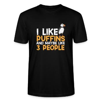 Papageientaucher Puffin Alkenvögel Lunde - Stanley/Stella Unisex Bio-T-Shirt CRAFTER - Schwarz - Vorne - Alina (178cm) & Michal (187cm)