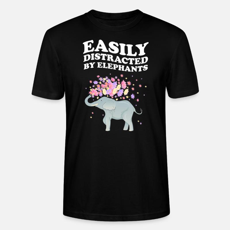 Facilement distrait par les éléphants éléphant fleur de lotus - T-shirt bio CRAFTER Stanley Stella Unisexe - noir