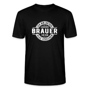 Brauer - Stanley/Stella Unisex Bio-T-Shirt CRAFTER - Schwarz - Vorne - Alina (178cm) & Michal (187cm)
