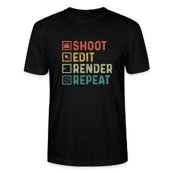 Video Editor Filmemacher Videofilmer - Stanley/Stella Unisex Bio-T-Shirt CRAFTER - Schwarz - Vorne - Alina (178cm) & Michal (187cm)