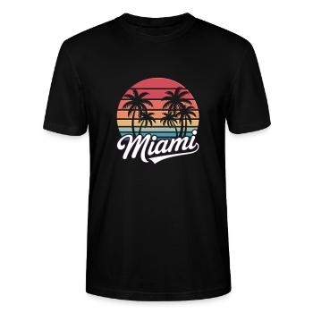 Strand Miami Florida Sunset Palmen - Stanley/Stella Unisex Bio-T-Shirt CRAFTER - Schwarz - Vorne - Alina (178cm) & Michal (187cm)