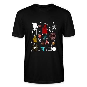 Science Fiction bunt - Stanley/Stella Unisex Bio-T-Shirt CRAFTER - Schwarz - Vorne - Alina (178cm) & Michal (187cm)