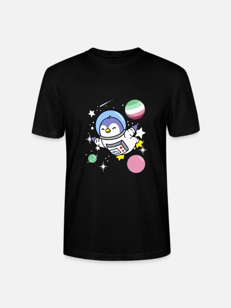 Penguin Astronaut Abrosexual Pride - Stanley/Stella CRAFTER Unisex Organic T-Shirt - black