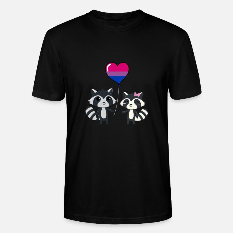 Raccoon Couple Bisexual Pride - T-shirt bio CRAFTER Stanley Stella Unisexe - noir