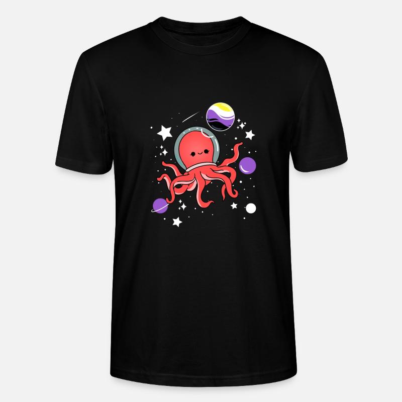 Poulpe Astronaute Nonbinary Pride - T-shirt bio CRAFTER Stanley Stella Unisexe - noir