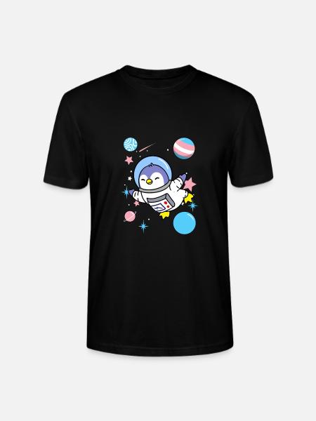 Transgender penguin in space - Stanley/Stella CRAFTER Unisex Organic T-Shirt - black