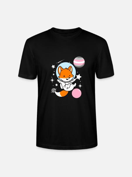 Fox Astronaut Demigirl Pride - Stanley/Stella CRAFTER Unisex Organic T-Shirt - black
