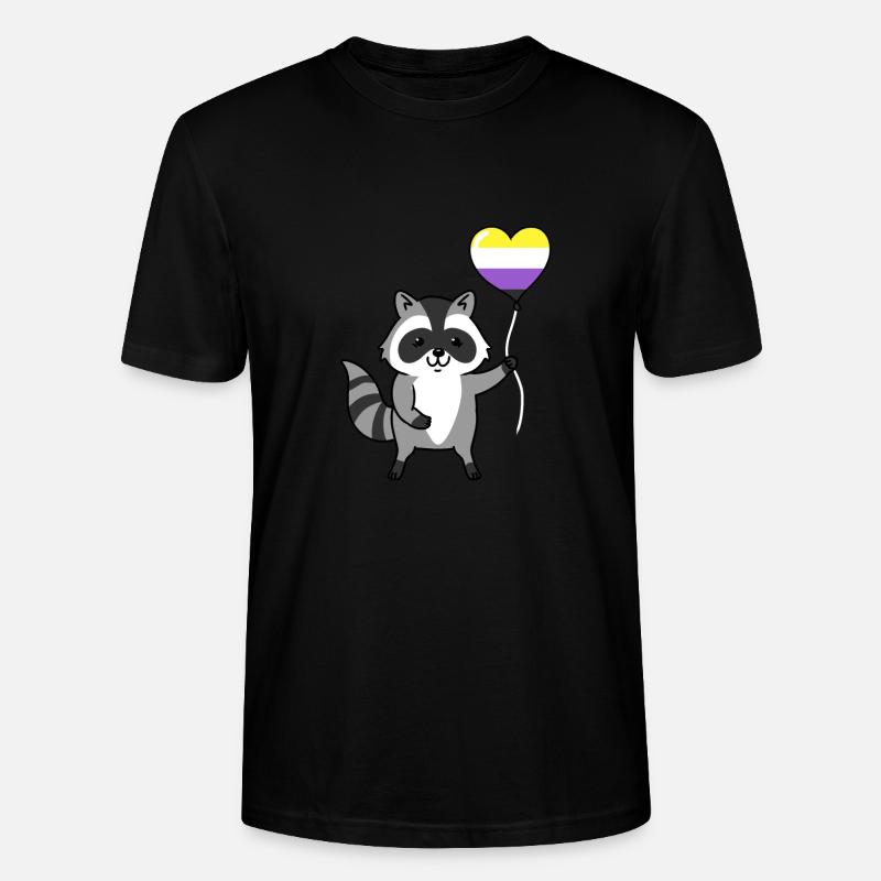 Waschbär Herzballon Nonbinary - Stanley/Stella Unisex Bio-T-Shirt CRAFTER - Schwarz