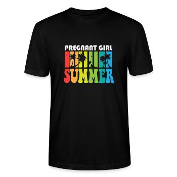 Pregnant Girl Summer Baby Announcement Pregnancy - Stanley/Stella Unisex Bio-T-Shirt CRAFTER - Schwarz - Vorne - Alina (178cm) & Michal (187cm)