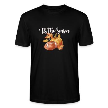 Happy Thanksgiving Pumpkin Spice Football Tis The - Stanley/Stella Unisex Bio-T-Shirt CRAFTER - Schwarz - Vorne - Alina (178cm) & Michal (187cm)