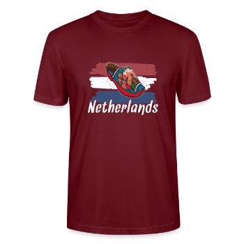 Niedeländer Herkunft Holzschuhe Amsterdam - Stanley/Stella Unisex Bio-T-Shirt CRAFTER - Burgunderrot - Vorne - Alina (178cm) & Michal (187cm)