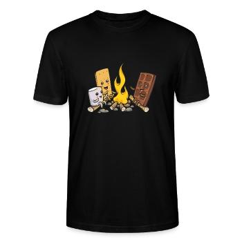 S'more Lagerfeuer Marshmallow Camping - Stanley/Stella Unisex Bio-T-Shirt CRAFTER - Schwarz - Vorne - Alina (178cm) & Michal (187cm)