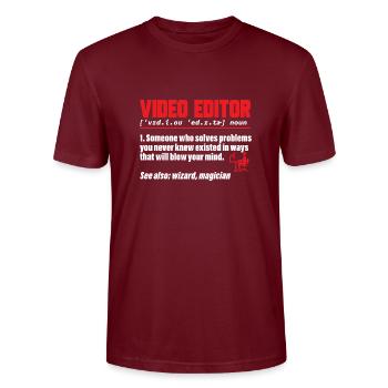 Monteur vidéo Cinéaste Vidéaste - T-shirt bio CRAFTER Stanley Stella Unisexe - bordeaux - Devant - Alina (178cm) & Michal (187cm)