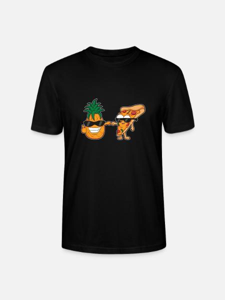 pizza and pineapple cartoon design - Stanley/Stella CRAFTER Unisex Organic T-Shirt - black