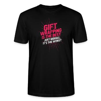 Wrapping gifts wrapping birthday - Stanley/Stella CRAFTER Unisex Organic T-Shirt - black - Front - Alina (178cm) & Michal (187cm)
