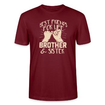 Frère et soeur amis - T-shirt bio CRAFTER Stanley Stella Unisexe - bordeaux - Devant - Alina (178cm) & Michal (187cm)