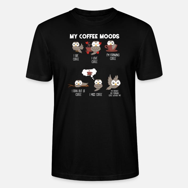 Eule - Eulen - Kaffee - Laune - Stanley/Stella Unisex Bio-T-Shirt CRAFTER - Schwarz