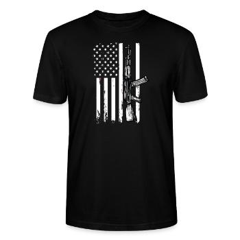 American Gun - Stanley/Stella Unisex Bio-T-Shirt CRAFTER - Schwarz - Vorne - Alina (178cm) & Michal (187cm)