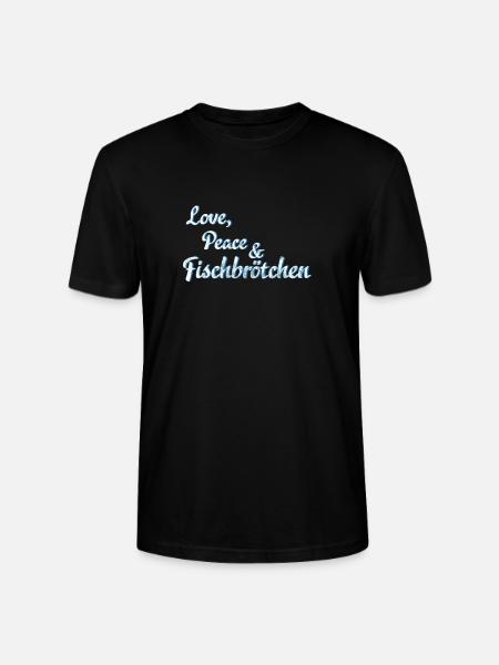 Love, Peace and Fish Rolls - Stanley/Stella CRAFTER Unisex Organic T-Shirt - black