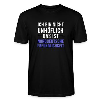 NORDDEUTSCHE FREUNDLICHKEIT - Stanley/Stella Unisex Bio-T-Shirt CRAFTER - Schwarz - Vorne - Alina (178cm) & Michal (187cm)