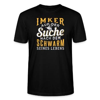 Imker auf der Suche nach dem Schwarm seines Lebens - Stanley/Stella Unisex Bio-T-Shirt CRAFTER - Schwarz - Vorne - Alina (178cm) & Michal (187cm)