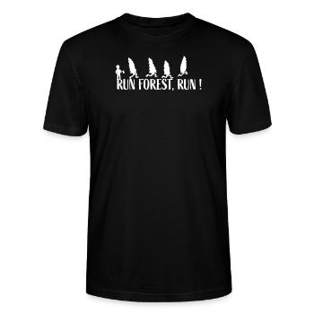 Run Forrest Run Weihnachtsbaum Tanne Holzfäller - Stanley/Stella Unisex Bio-T-Shirt CRAFTER - Schwarz - Vorne - Alina (178cm) & Michal (187cm)