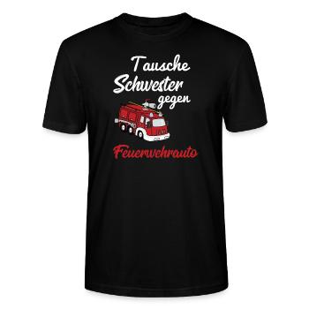 Échange de soeur contre un camion de pompiers - T-shirt bio CRAFTER Stanley Stella Unisexe - noir - Devant - Alina (178cm) & Michal (187cm)